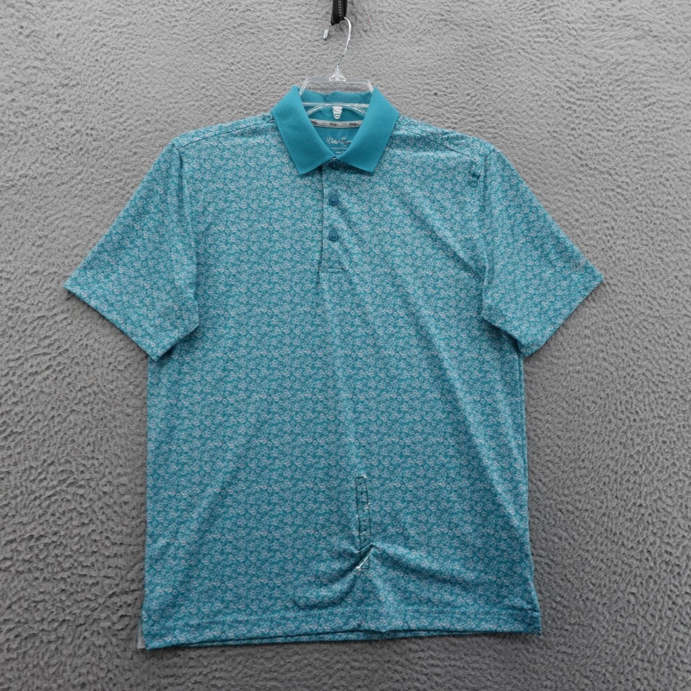 Walter Hagen Performance Golf Polo Small Blue Floral Men Stretch UPF 50 NEW
